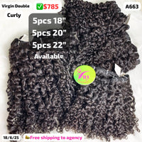 DEAL 1.5kg curly double drawn virgin hair: 5pcs 18" 5pcs 20" 5pcs 22" (A663)