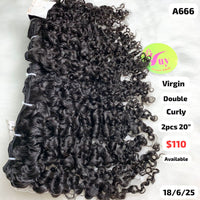 2pcs 20" curly double drawn virgin hair (A666)