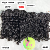 2pcs 16" curly double drawn virgin hair (A665)