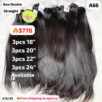 DEAL 12pcs straight double drawn raw hair: 3pcs 18" 3pcs 20" 3pcs 22" 3pcs 24" (A66)
