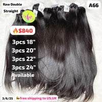 DEAL 12pcs straight double drawn raw hair: 3pcs 18" 3pcs 20" 3pcs 22" 3pcs 24" (A66)