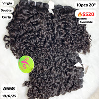DEAL 10pcs 20" curly double drawn virgin hair (A668)