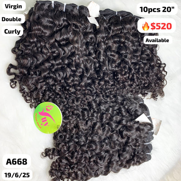 DEAL 10pcs 20" curly double drawn virgin hair (A668)