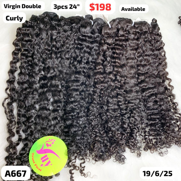 3pcs 24" curly double drawn virgin hair (A667)