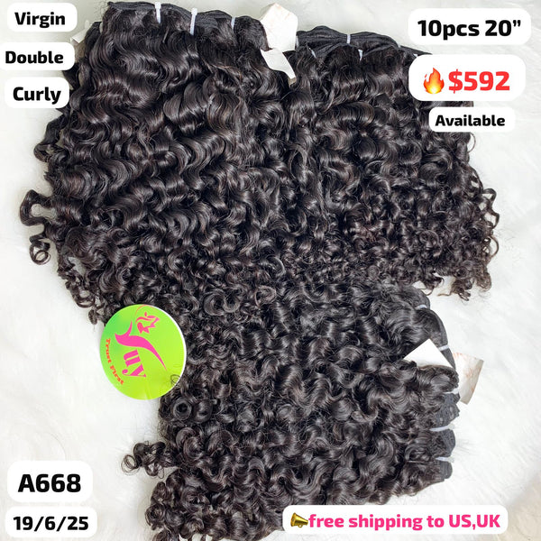 DEAL 10pcs 20" curly double drawn virgin hair (A668)