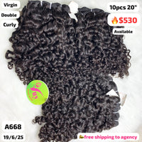 DEAL 10pcs 20" curly double drawn virgin hair (A668)