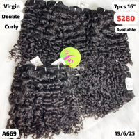 7pcs 16" curly double drawn virgin hair (A669)