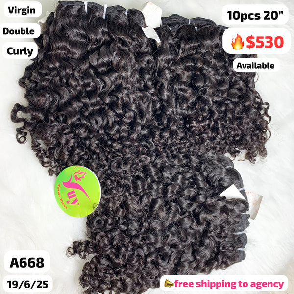 DEAL 10pcs 20" curly double drawn virgin hair (A668)