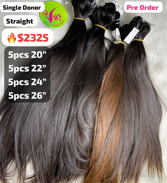 [PRE-ORDER] DEAL 20pcs straight single donor hair: 5pcs 20" 5pcs 22" 5pcs 24" 5pcs 26"