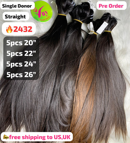 [PRE-ORDER] DEAL 20pcs straight single donor hair: 5pcs 20" 5pcs 22" 5pcs 24" 5pcs 26"