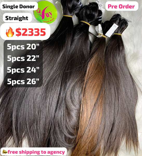 [PRE-ORDER] DEAL 20pcs straight single donor hair: 5pcs 20" 5pcs 22" 5pcs 24" 5pcs 26"