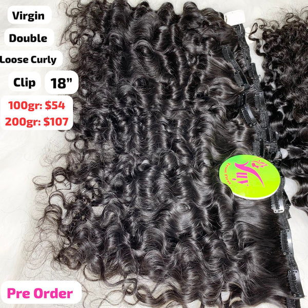 [PRE-ORDER] 18" clip ins loose curly double drawn virgin hair