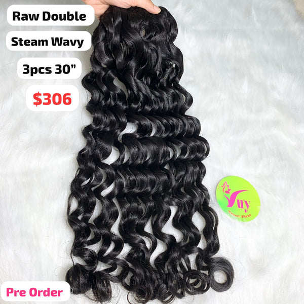[PRE-ORDER] 3pcs 30" steam wavy double drawn raw hair