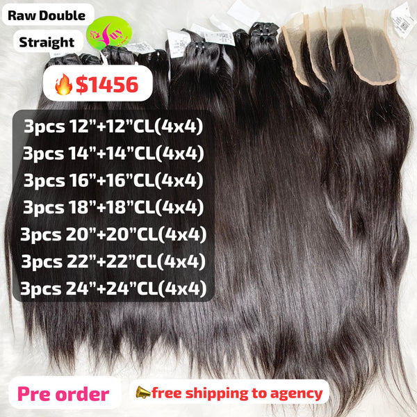 [PRE-ORDER] DEAL 21 bundles and 7pcs closure 4x4 double drawn raw hair