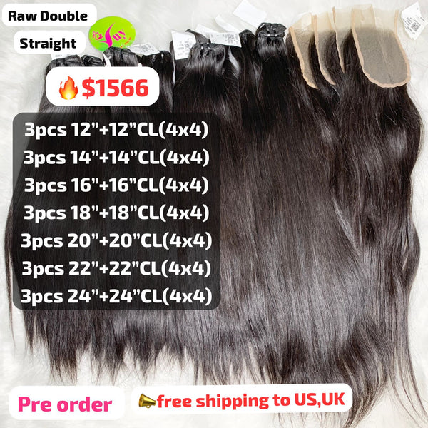 [PRE-ORDER] DEAL 21 bundles and 7pcs closure 4x4 double drawn raw hair
