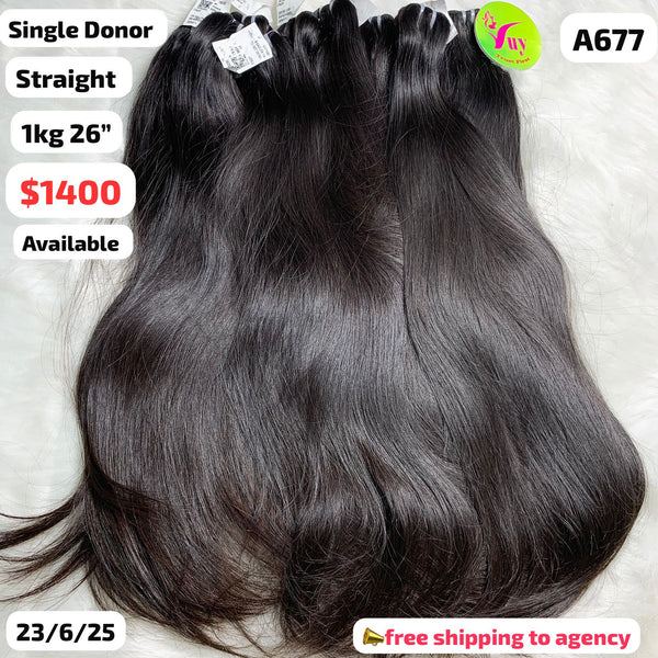 1kg 26" straight single donor hair (A677)
