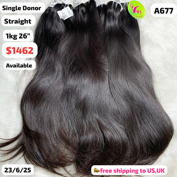 1kg 26" straight single donor hair (A677)