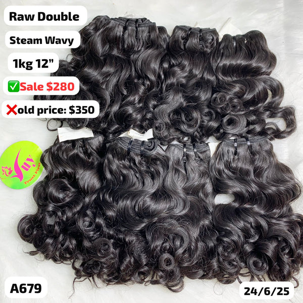 1kg 12"steam wave double drawn raw hair (A679)