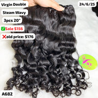 3pcs 20"steam wave double drawn virgin hair (A682)
