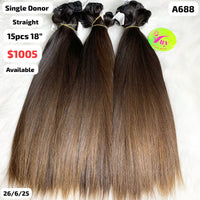 DEAL 15pcs 18" straight single donor hair (A688)
