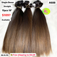 DEAL 15pcs 18" straight single donor hair (A688)