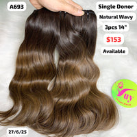 3pcs 14" natural wave single donor hair (A693)