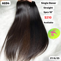 3pcs 18" straight single donor hair (A694)