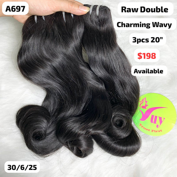 3pcs 20" charming wave double drawn raw hair (A697)