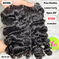 3pcs 20" loose curly double drawn raw hair (A6100)