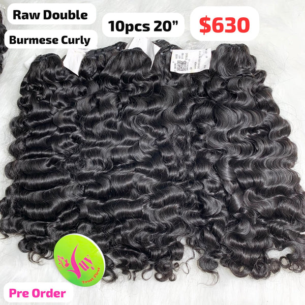 [PRE-ORDER] 10pcs 20" Burmese curly double drawn raw hair