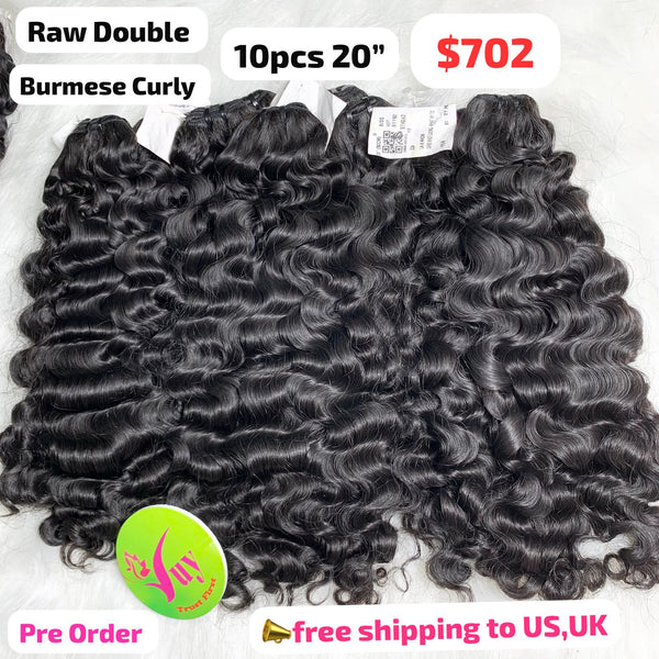 [PRE-ORDER] 10pcs 20" Burmese curly double drawn raw hair