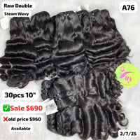 30pcs 10" Steam wave double drawn raw hair (A76)
