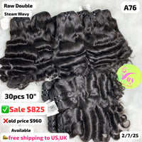 30pcs 10" Steam wave double drawn raw hair (A76)