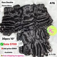 30pcs 10" Steam wave double drawn raw hair (A76)