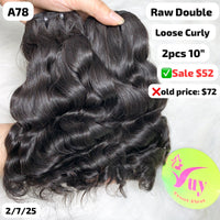 2pcs 10" loose curly double drawn raw hair (A78)