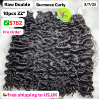[PRE-ORDER] 10pcs 22" Burmese curly double drawn raw hair
