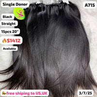 15pcs 20" straight single donor hair (A715)