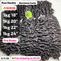 [PRE-ORDER] 4kg Burmese curly double drawn raw hair: 1kg 18" 1kg 20" 1kg 22" 1kg 24"