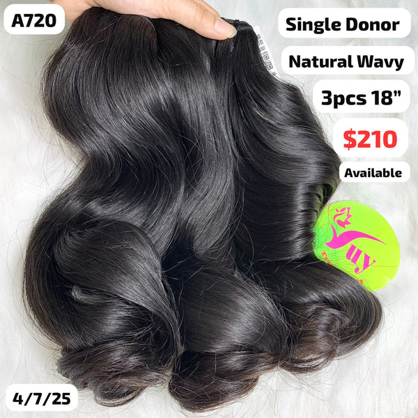 3pcs 18" natural wave single donor hair (A720)