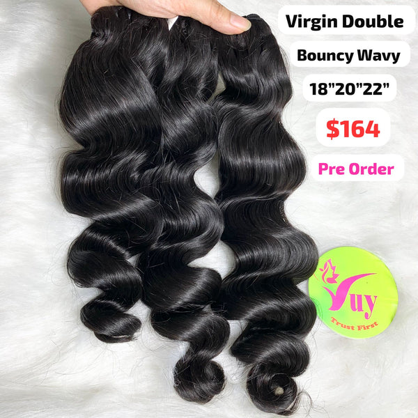 [PRE-ORDER] 18"20"22" bouncy wave double drawn virgin hair