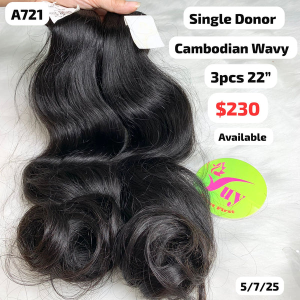 3pcs 22" Cambodian wave single donor hair (A721)