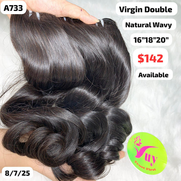 16"18"20" natural wave double drawn virgin hair (A733)