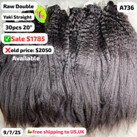 DEAL 30pcs 20" yaki straight double drawn raw hair (A736)