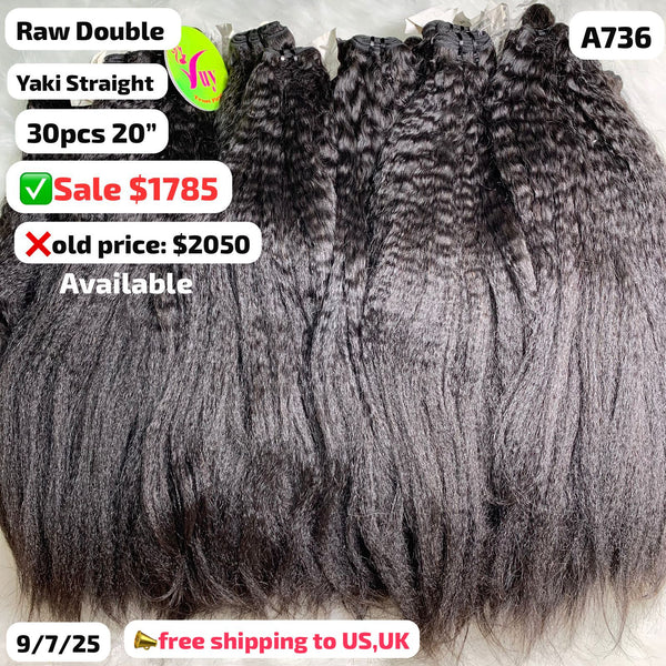 DEAL 30pcs 20" yaki straight double drawn raw hair (A736)