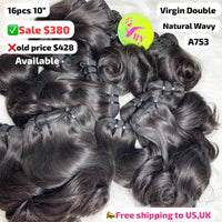 16pcs 10" natural wave double drawn virgin hair (A753)