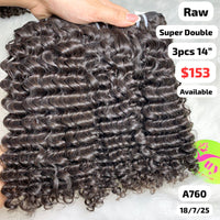 3pcs 14" curly super double drawn raw hair (A760)