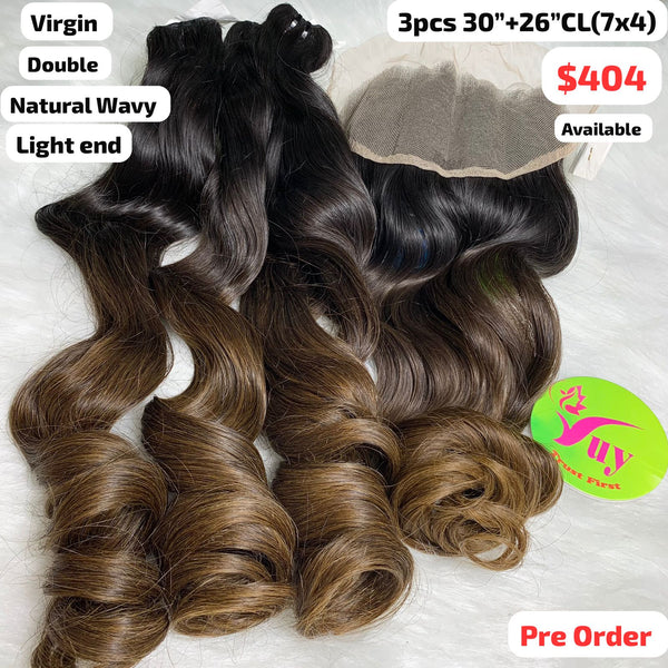 [PRE-ORDER] 3pcs 30" Natural wave single donor hair light end