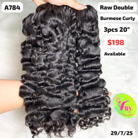 3pcs 20" Burmese curly double drawn raw hair (A784)