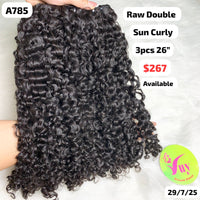 3pcs 26" Sun curly double drawn raw hair (A785)