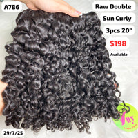 3pcs 20" Sun curly double drawn raw hair (A786)